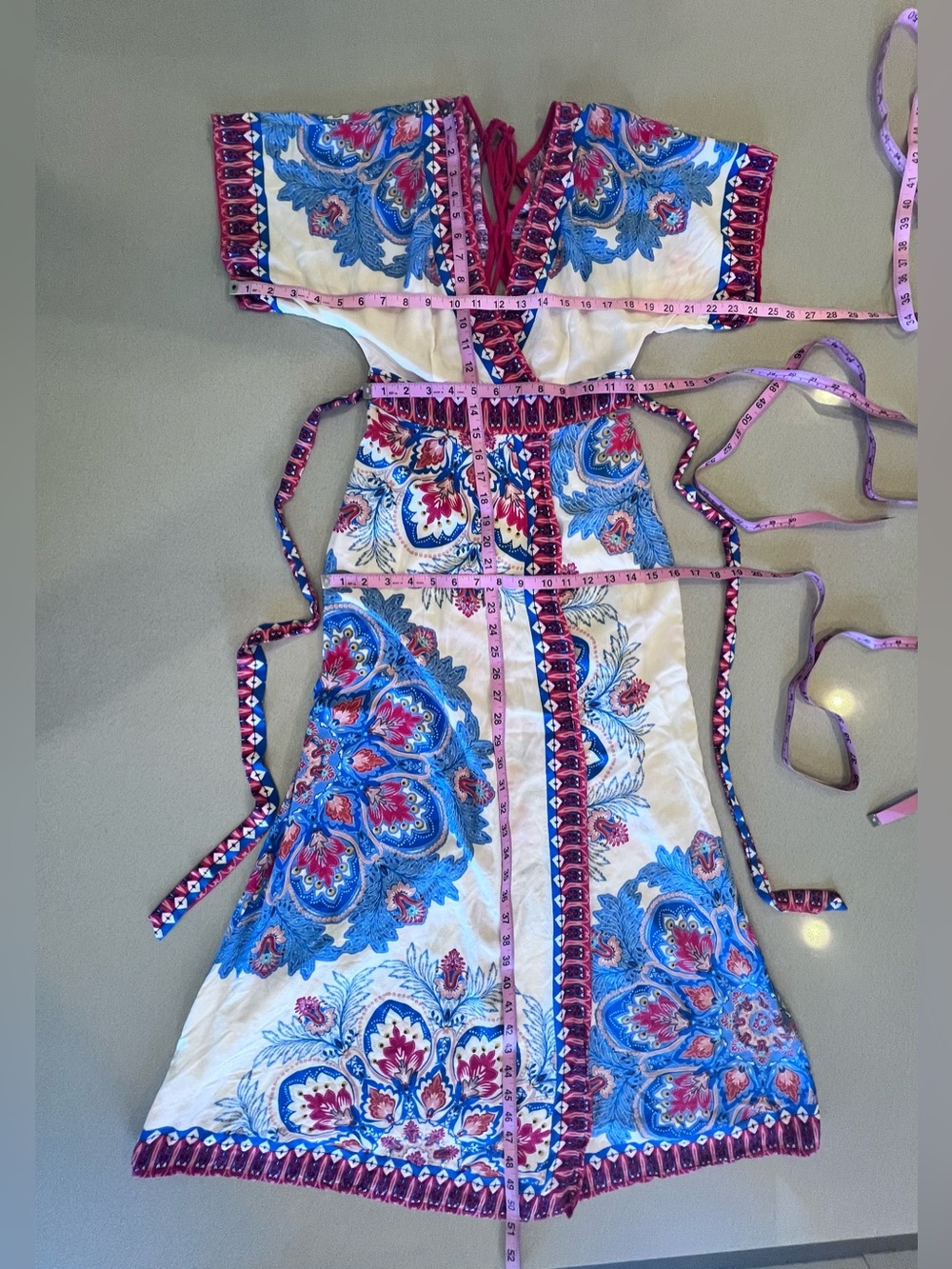 Flying Tomato Printed Paisley Floral Criss Cross Tassel Tie Back Dress Sz Small - Picture 8 of 12